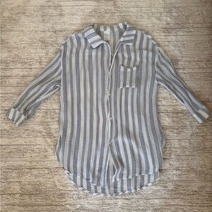 Kona Sol Striped Button-Up Shirt Swim Cover